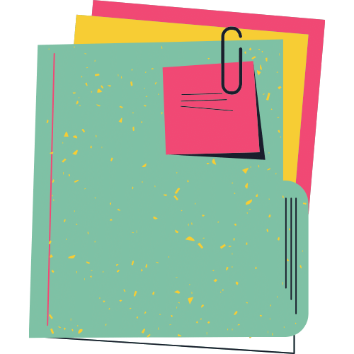 Stack of colorful folders with documents