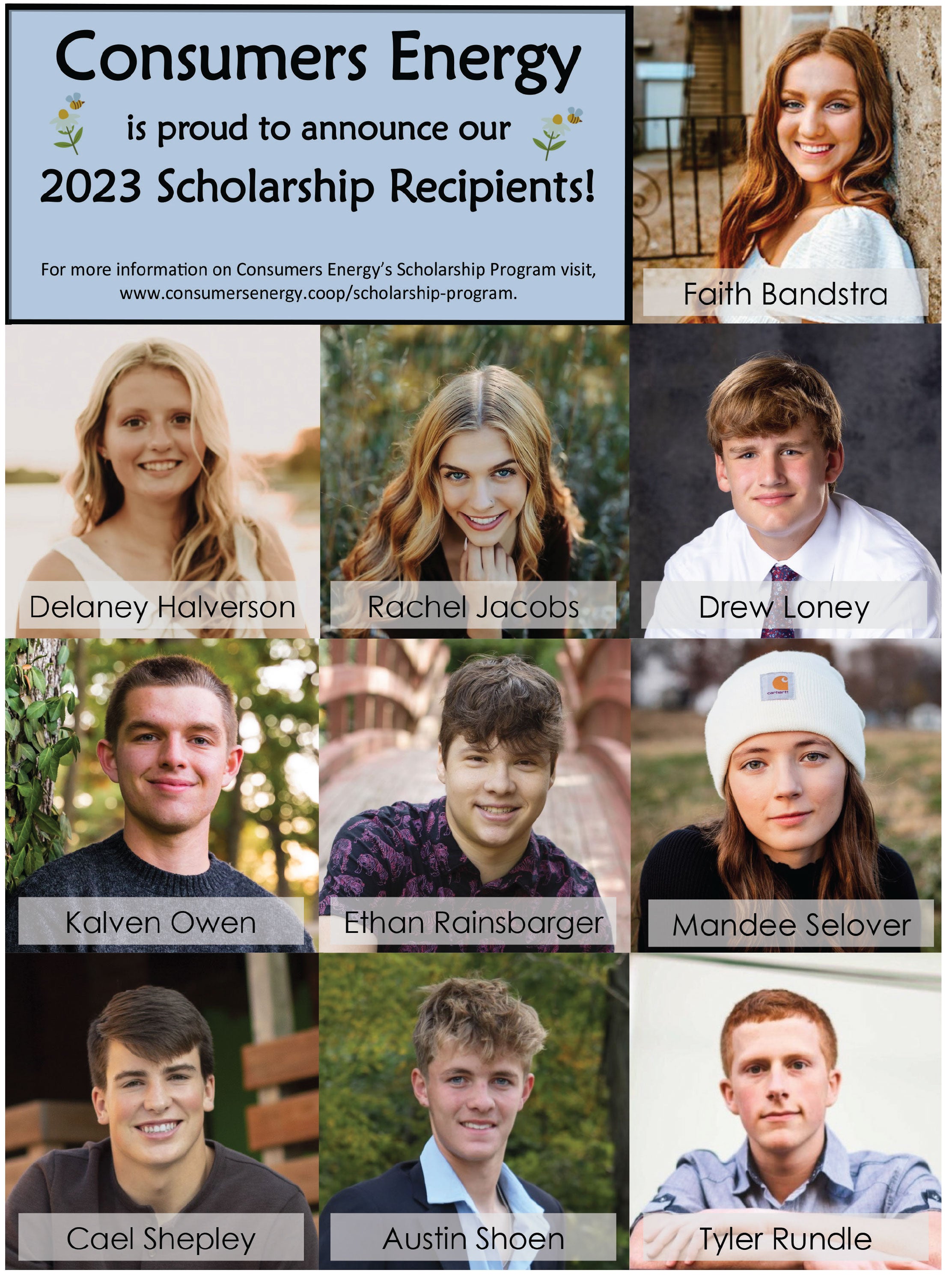 2023 Winners of Consumers Energy Scholarships! | Consumers Energy ...