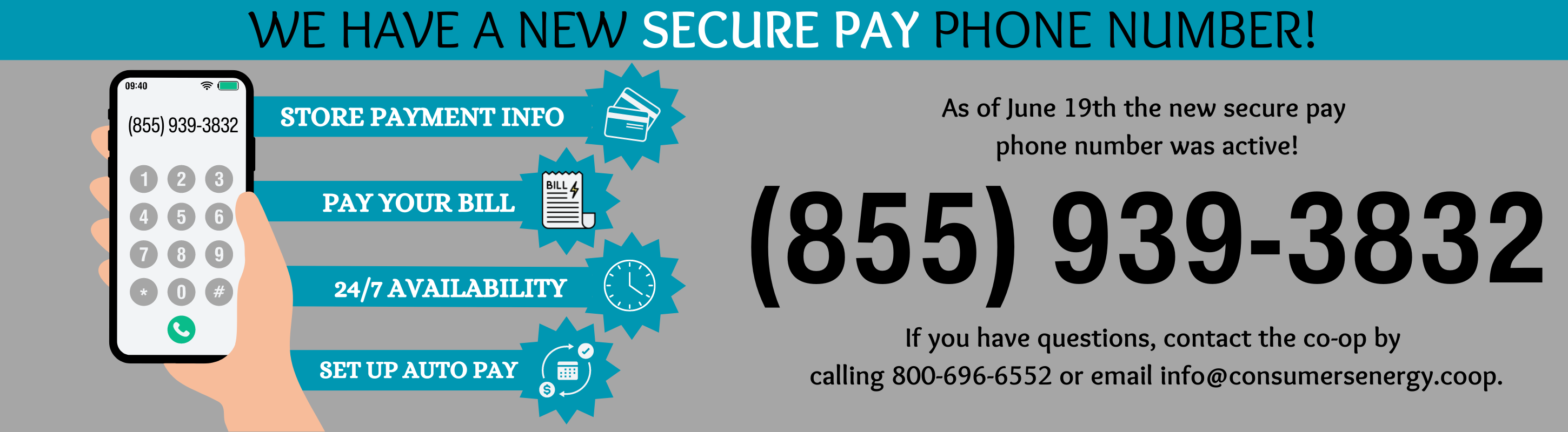 New Secure Pay Phone Number